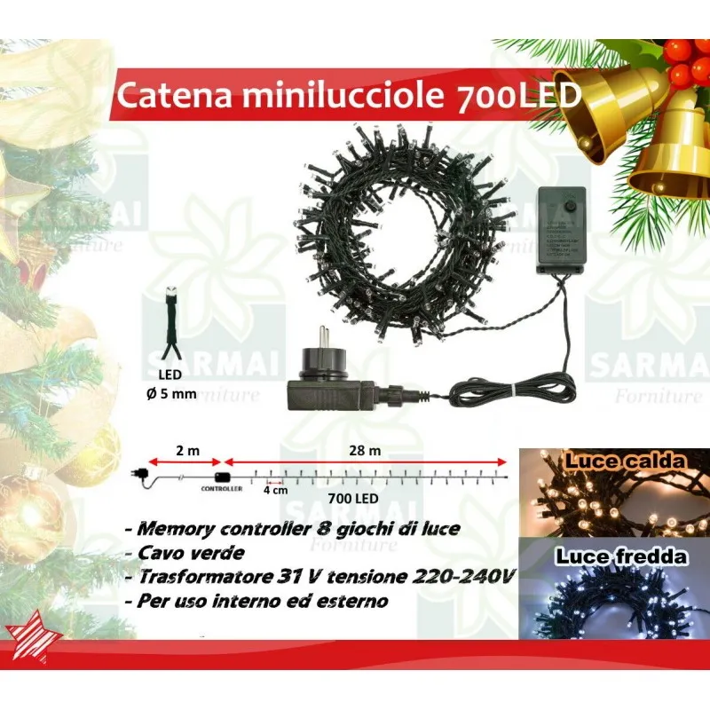 Luci Albero di Natale Catena LED Minilucciole Addobbi Interno Esterno