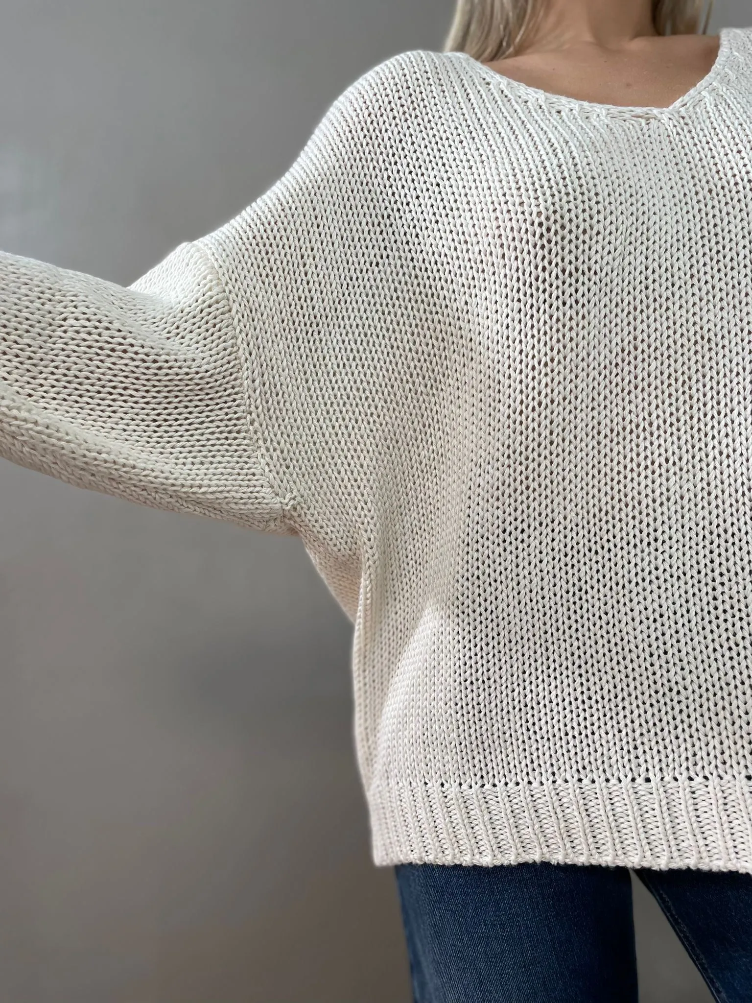 Maglia Scollo a V Panna