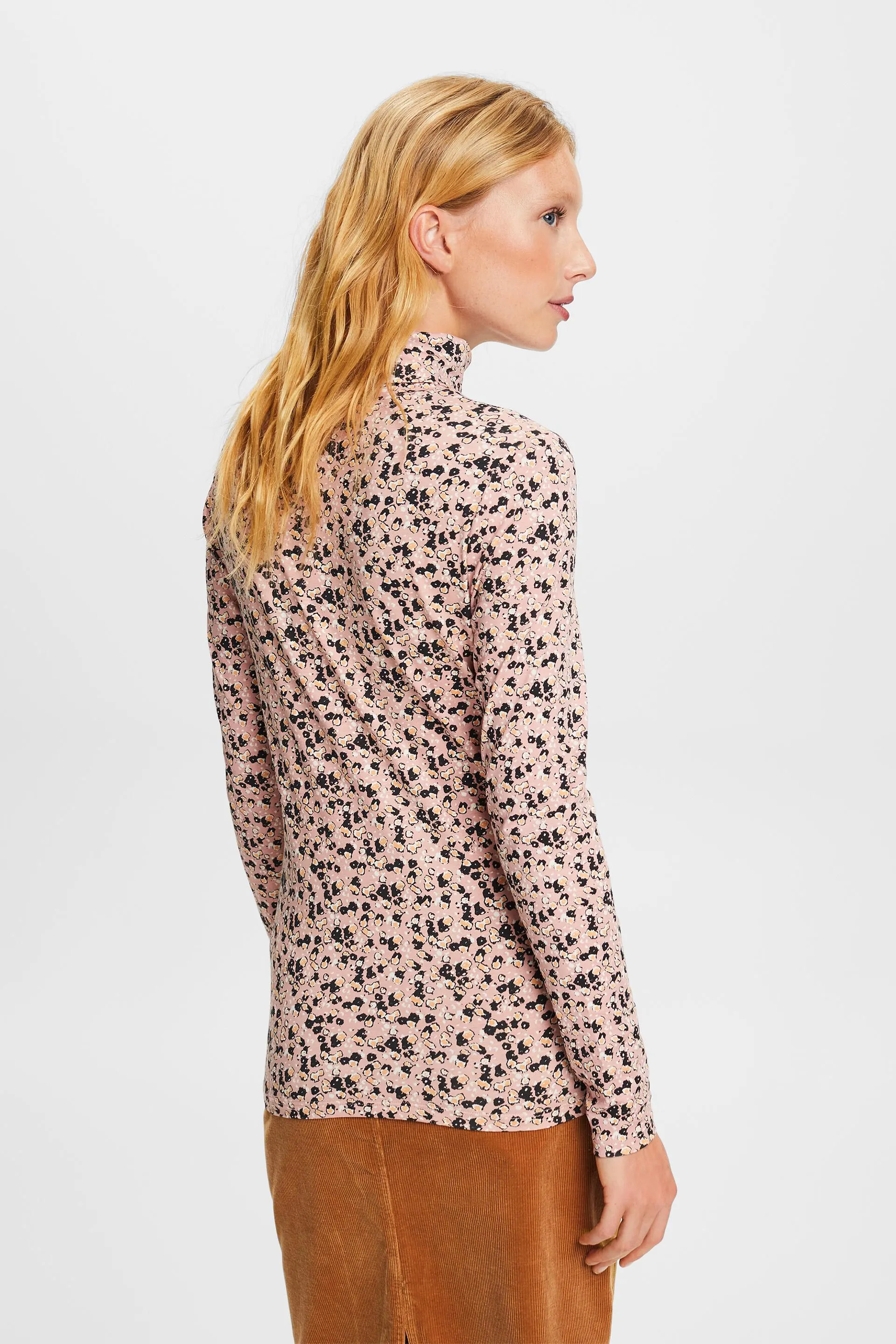 Maglia stampata a manche lunghe con collo a tartaruga