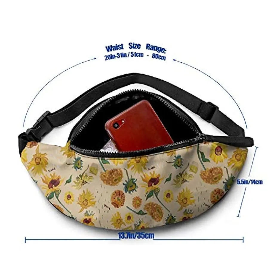 Marsupio per Uomo Donna,Marsupio Fiori di Girasole Marsupio con Cintura Tasca a Tracolla Regolabile Borsa a Tracolla Borsa sul P