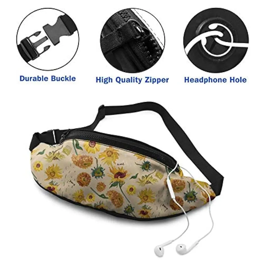 Marsupio per Uomo Donna,Marsupio Fiori di Girasole Marsupio con Cintura Tasca a Tracolla Regolabile Borsa a Tracolla Borsa sul P