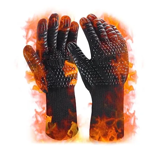 MILcea Guanti da forno, resistenti al calore, per cucina e barbecue, per saldatura (nero)