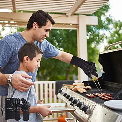 MILcea Guanti da forno, resistenti al calore, per cucina e barbecue, per saldatura (nero)