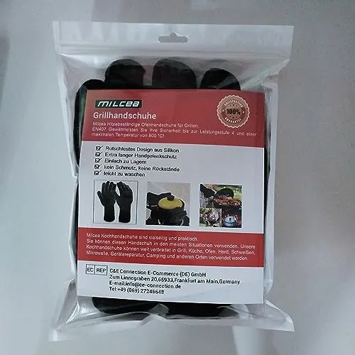 MILcea Guanti da forno, resistenti al calore, per cucina e barbecue, per saldatura (nero)