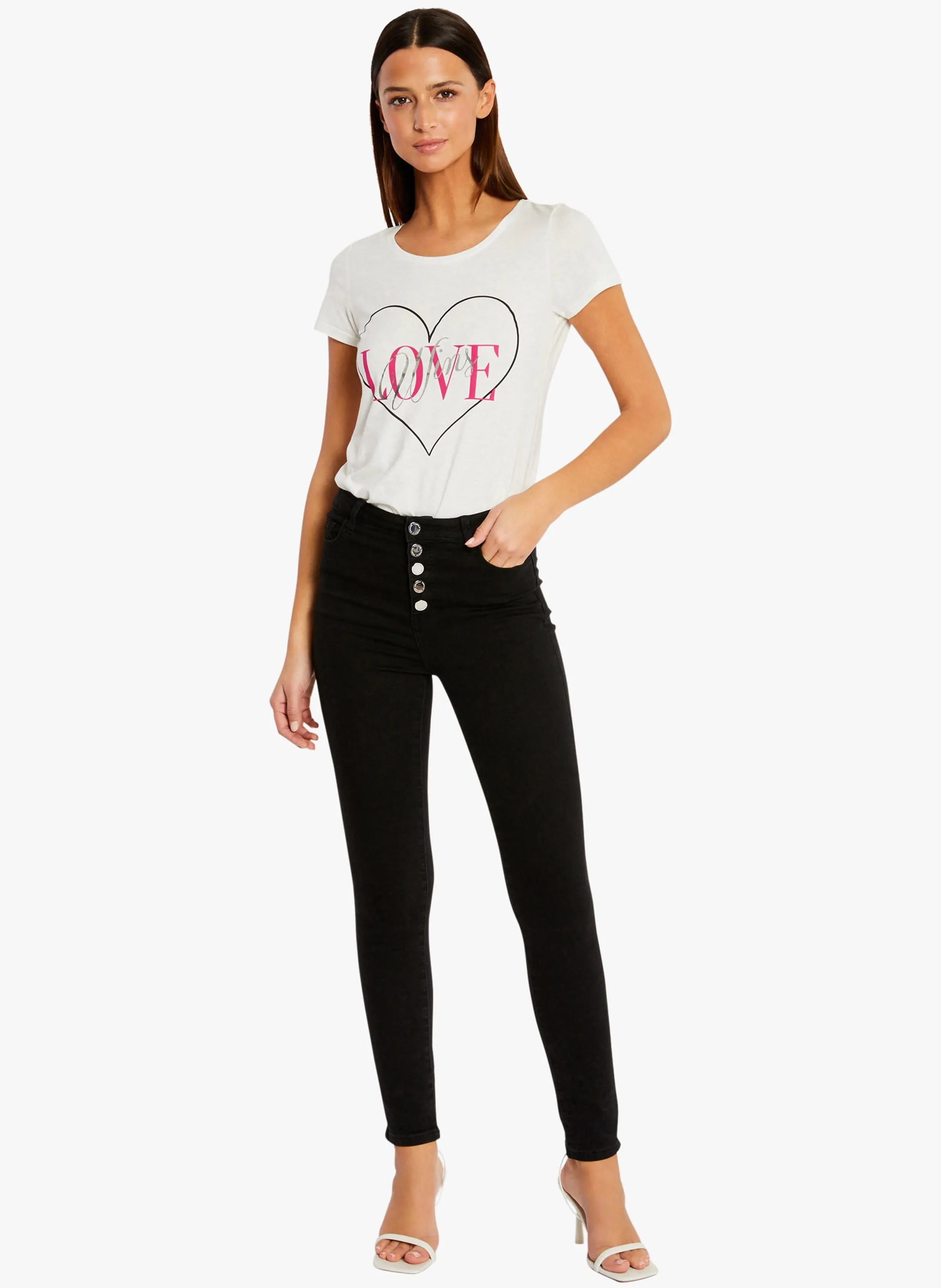  MORGAN   DWIN - T-shirt serigrafata in cotone | Bianco
