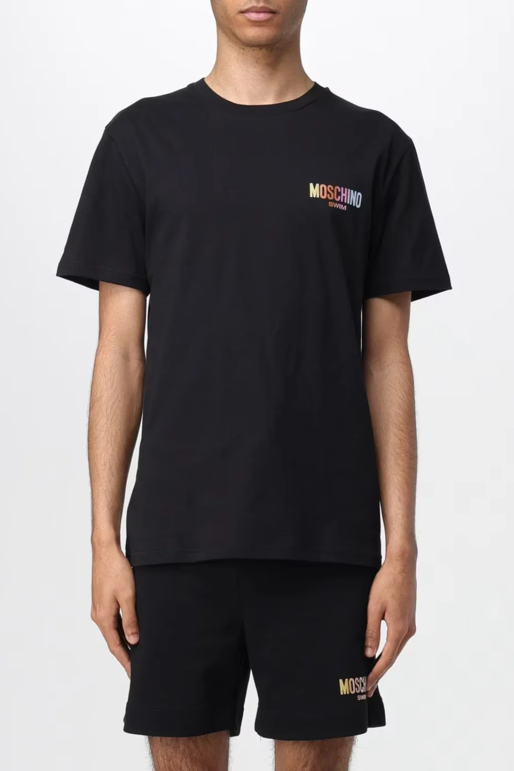 MOSCHINO T-SHIRT UOMO NERO CON LOGO A CONTRAST 0709
