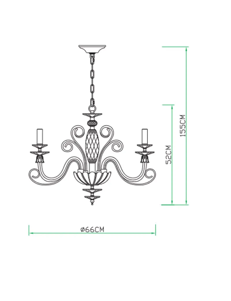 Mozart lampadario 6 luci cromato e vetro decorato trasparente