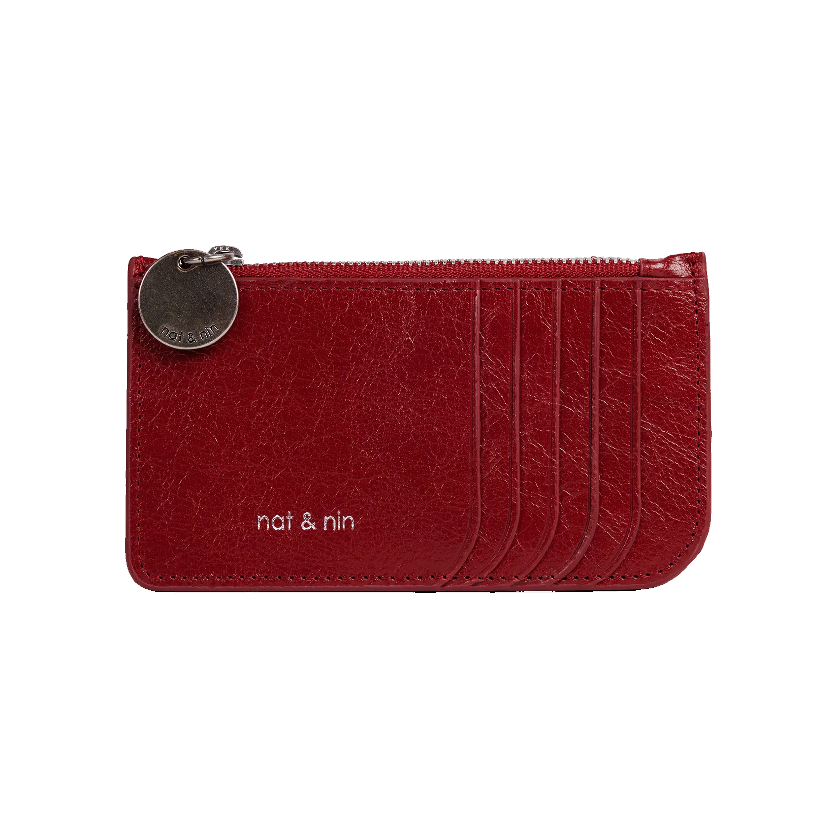  NAT & NIN   ALIX - Porta carte con zip in pelle | Rosso