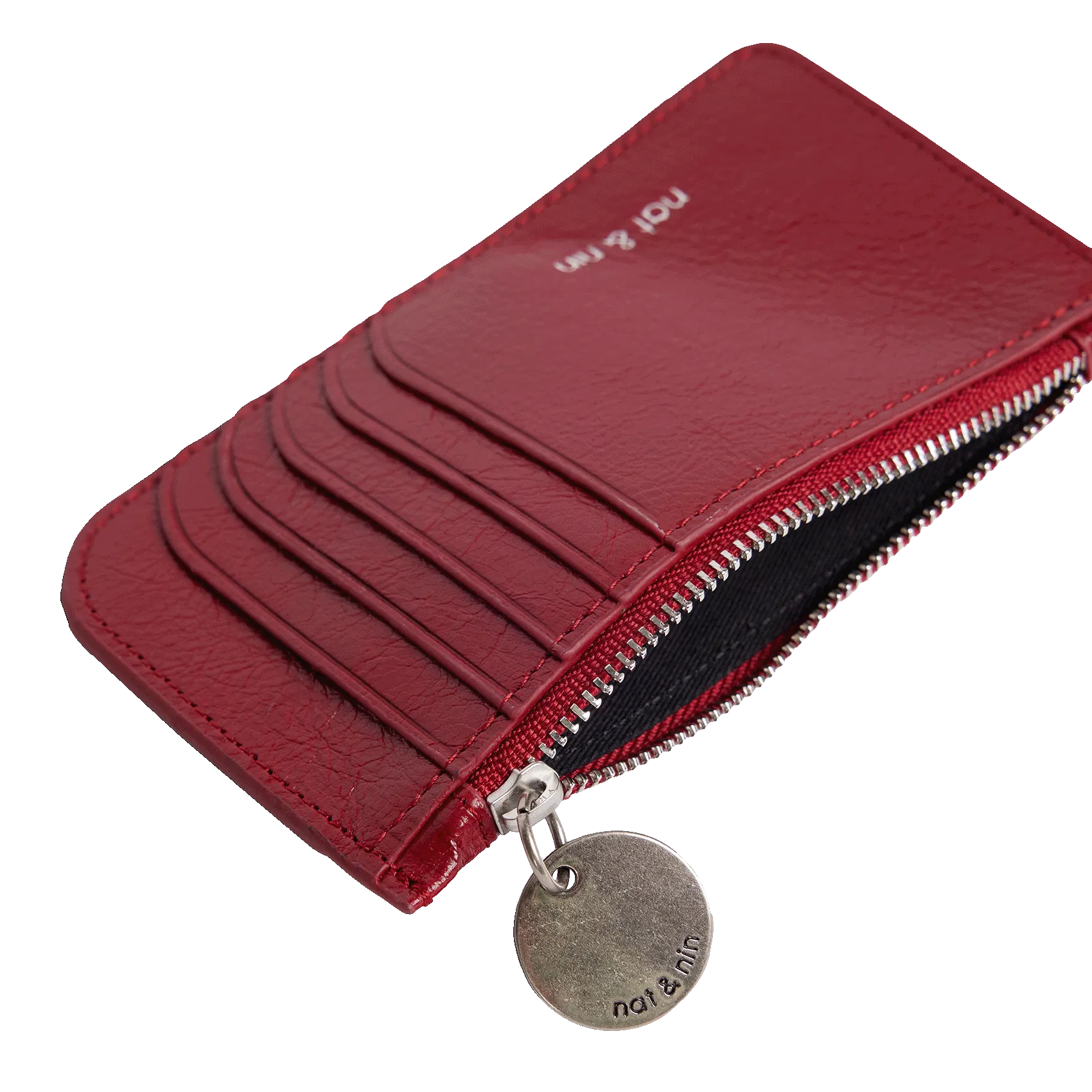  NAT & NIN   ALIX - Porta carte con zip in pelle | Rosso