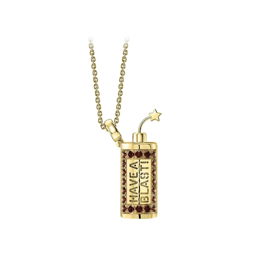 NESS1 - Have A Blast Collana Oro Giallo 9Kt e Diamanti - Sex Bomb Collection - Collana Artigianale - Alta Qualità Luxury