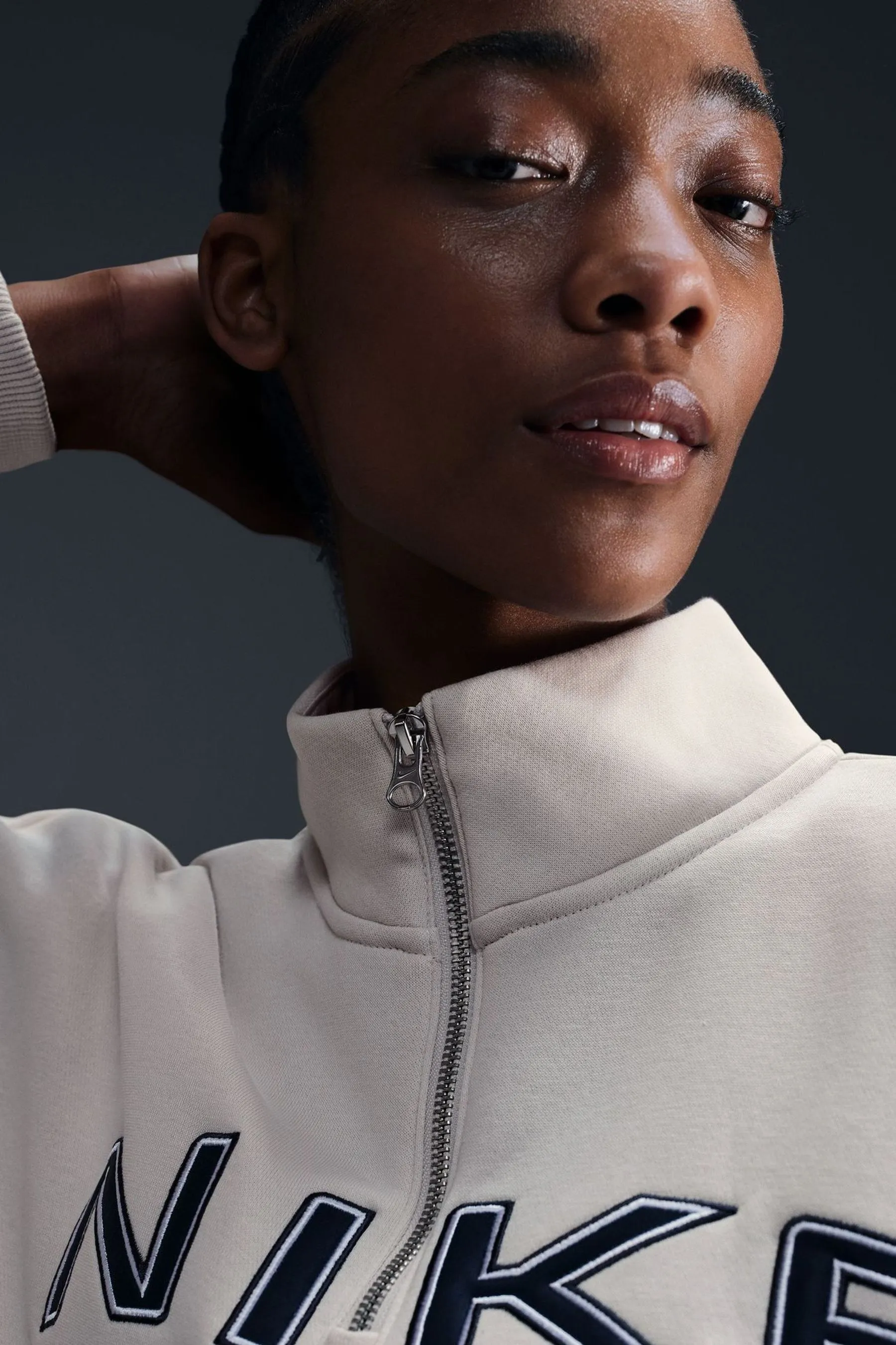 Nike Phoenix Fleece Varsity Over-Oversized Logo Quarter-Zip Sweatshirt    