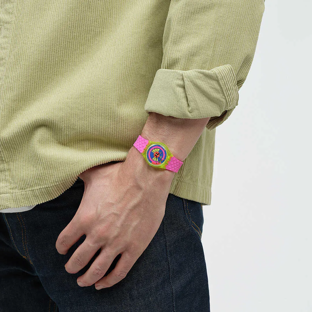 orologio Swatch rosa solo tempo Neon