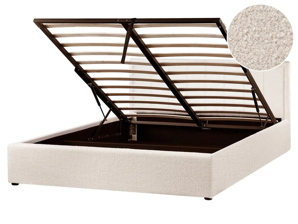 Ottoman Bed Boucle MONTLAUR 160 x 200 cm (EU King Size) Beige