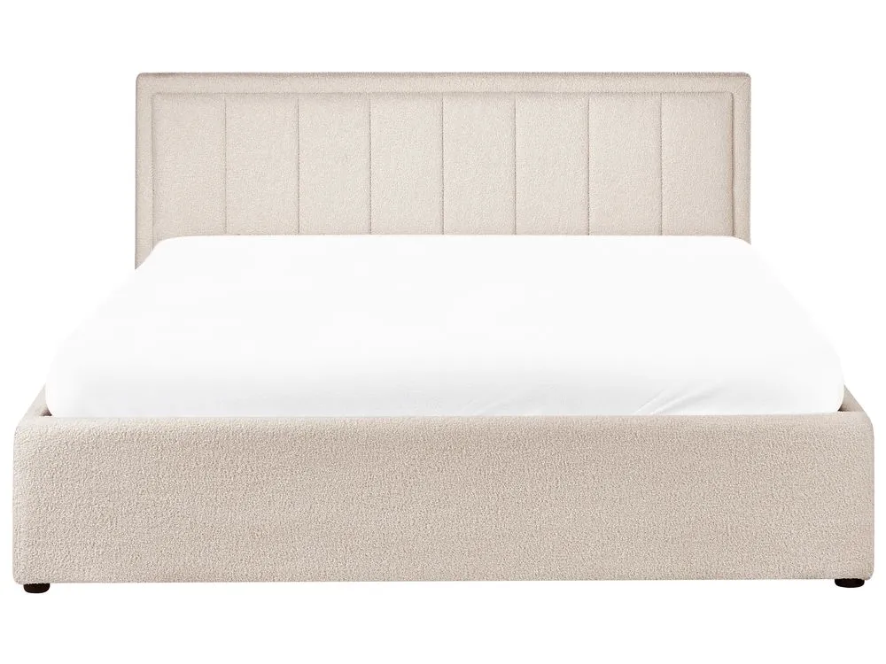 Ottoman Bed Boucle MONTLAUR 160 x 200 cm (EU King Size) Beige