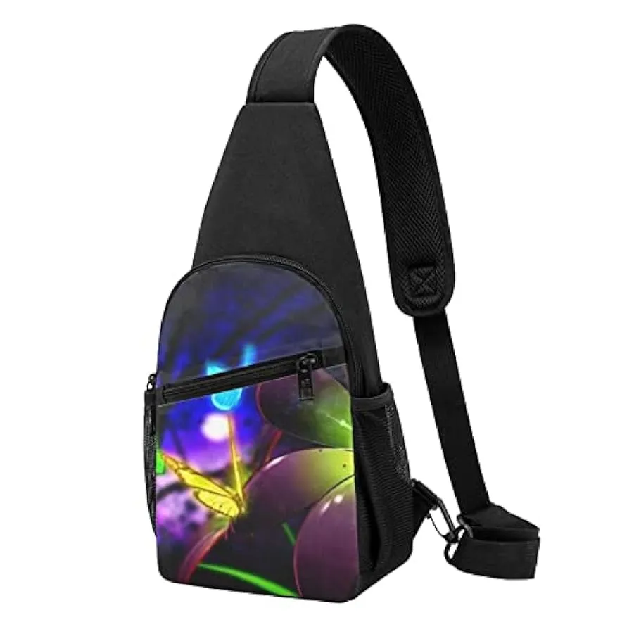 Pacchetto petto con stampa farfalla fiore viola blu, borsa a tracolla multiuso da trekking in corda da esterno a tracolla 125768
