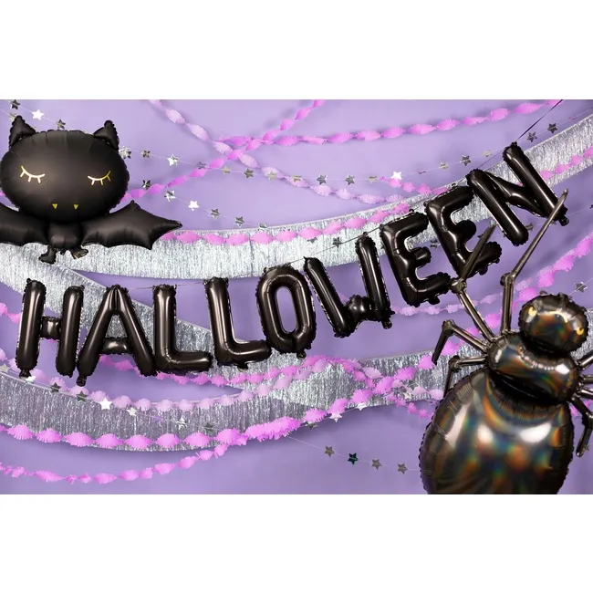Palloncino Halloween a forma di lettera nero 230 x 35 cm - PartyDeco
