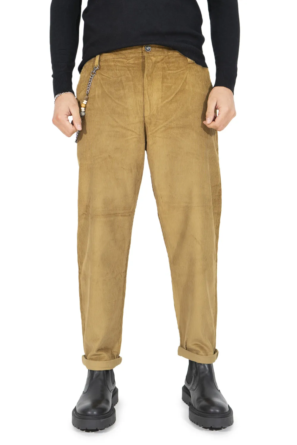 Pantalone Uomo Velluto Costine Con Bottone ed elastico Art. PT151