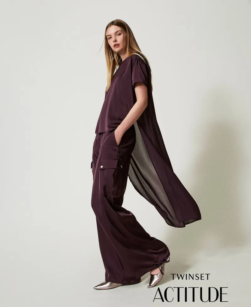 Pantaloni cargo in raso