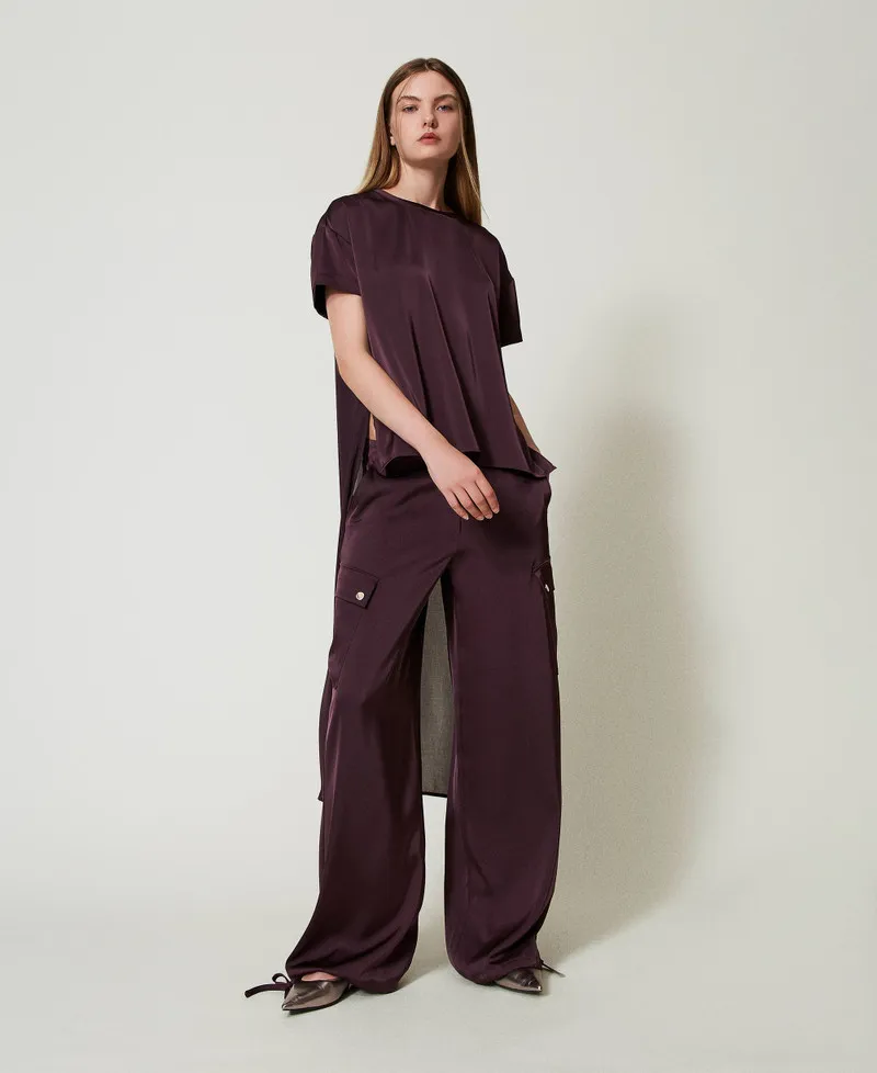 Pantaloni cargo in raso