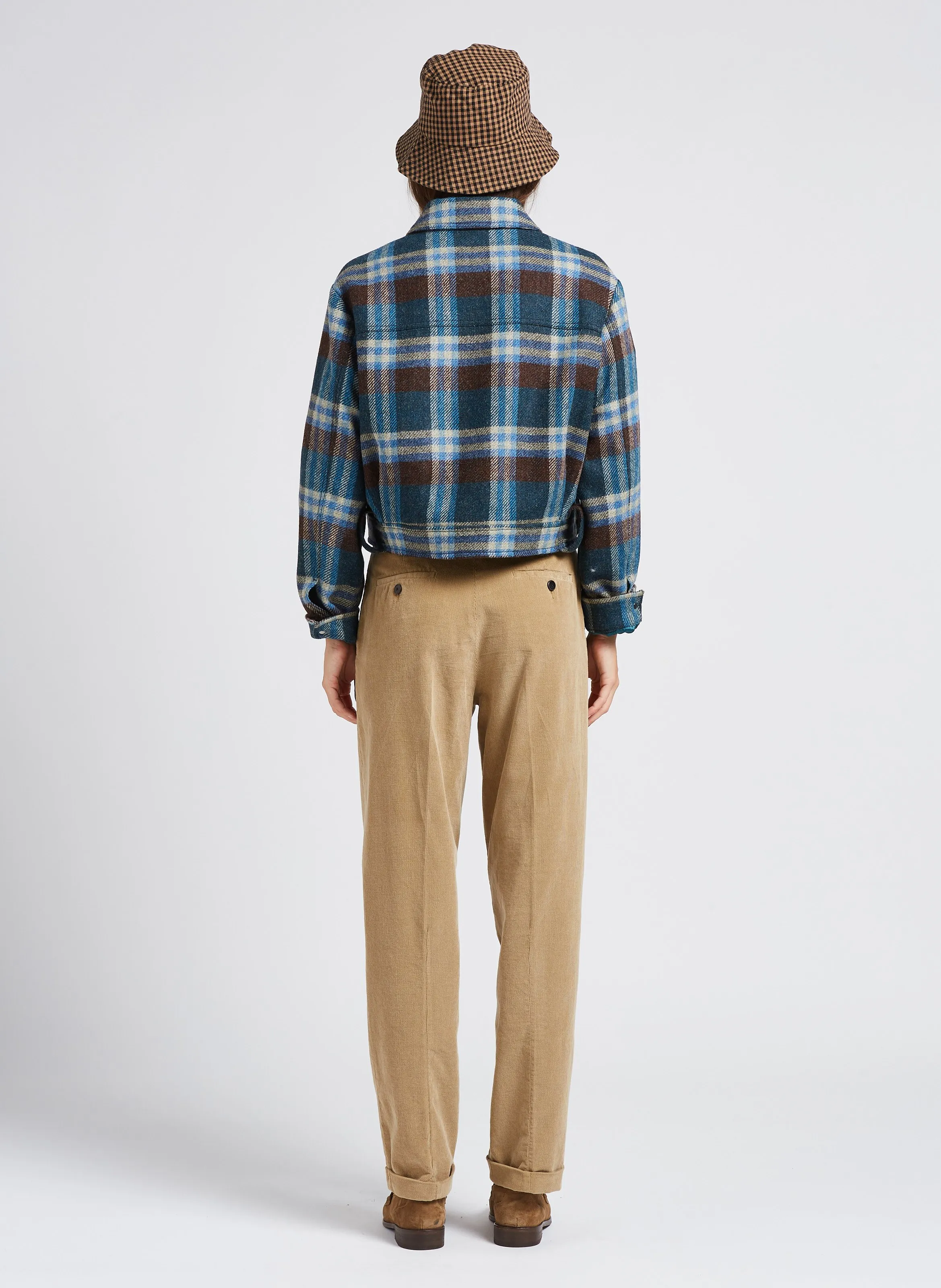  PAUL SMITH   Giacca corta collo classico a quadri in lana | Blu