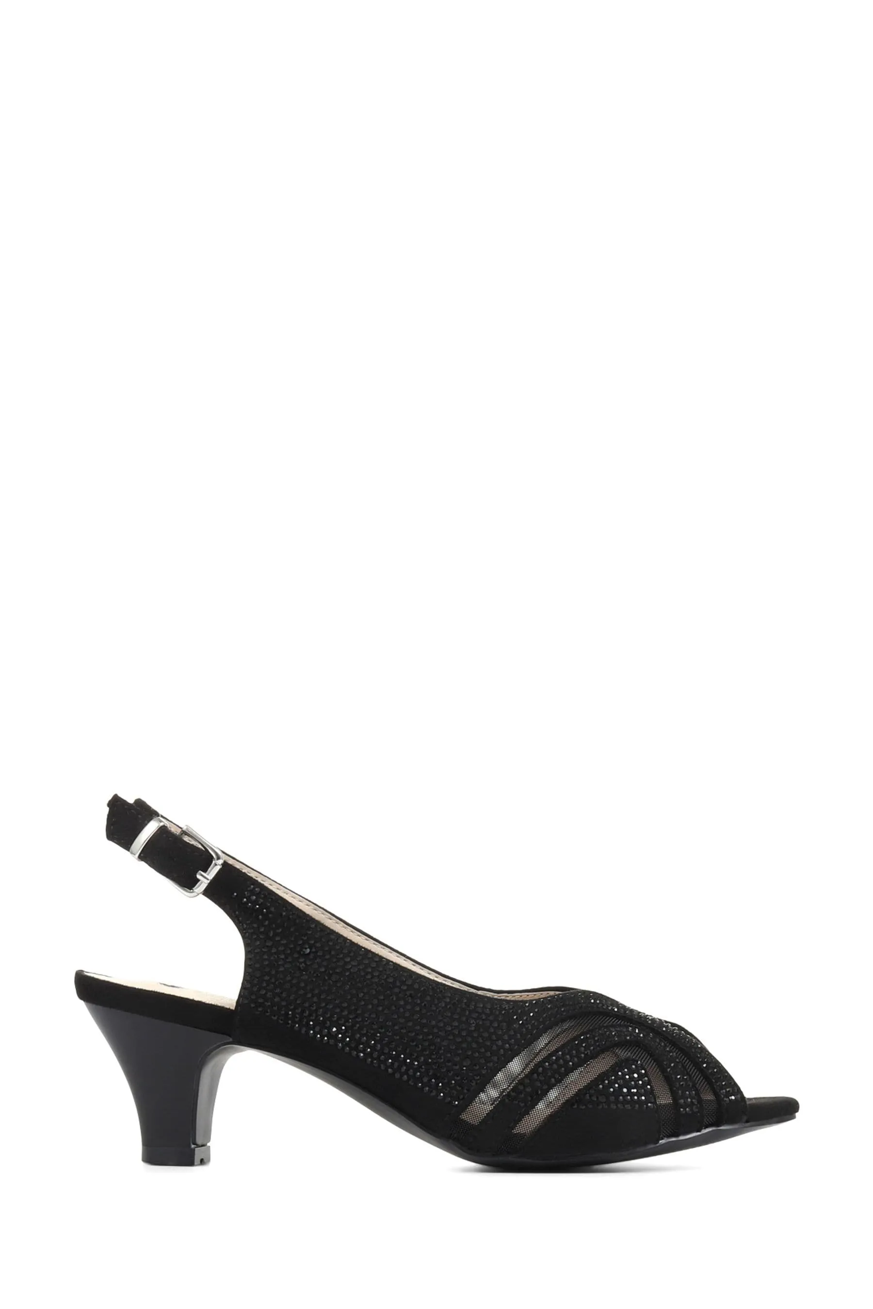 Pavers Nero - Scarpe da sera con tacco e cinturino sul retro