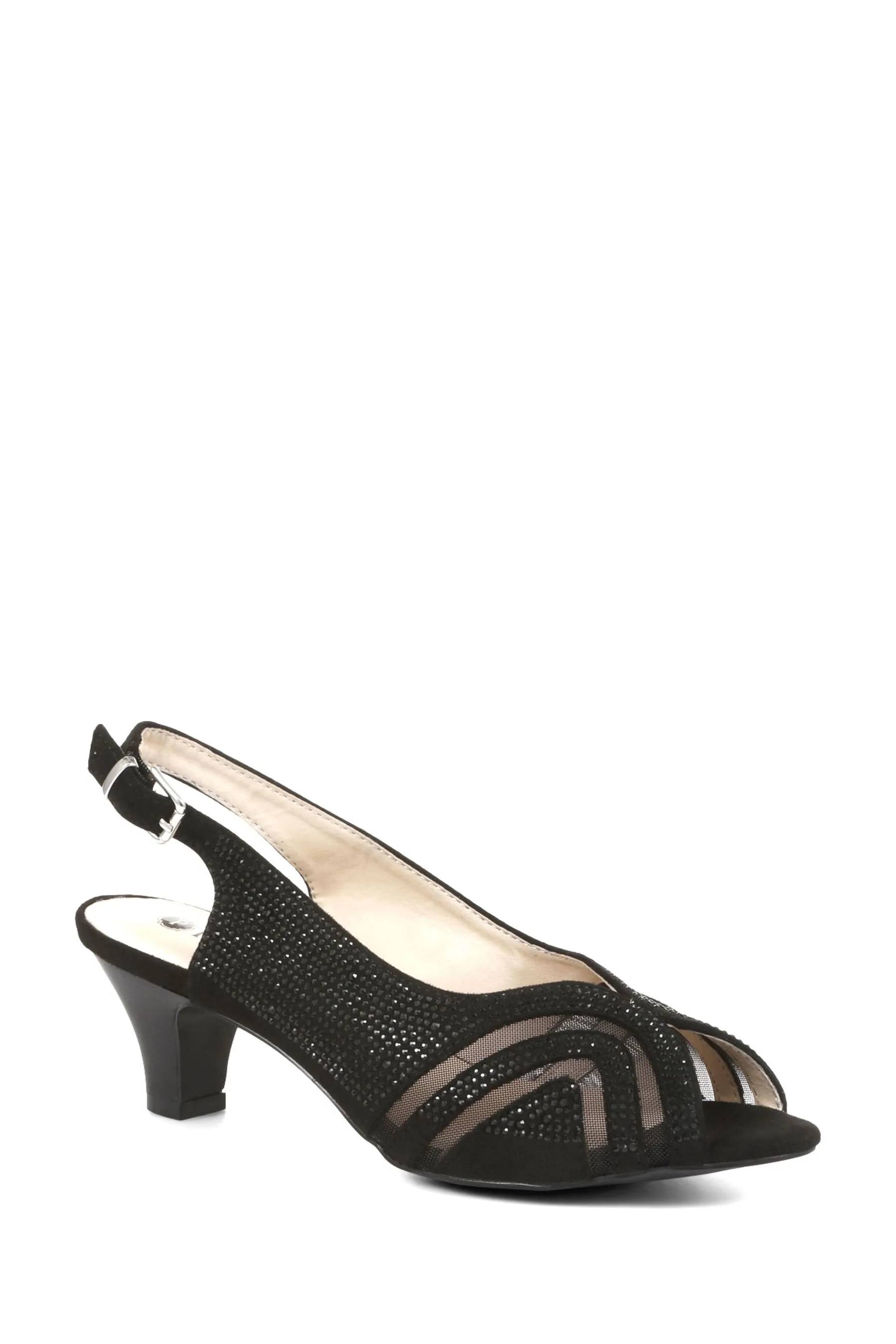 Pavers Nero - Scarpe da sera con tacco e cinturino sul retro