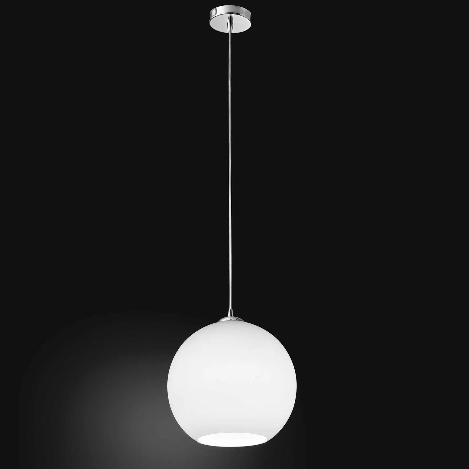 Perenz  Sospensione piccola di design moderno in cromo lucido e diffusore in vetro Ufo - 60W
