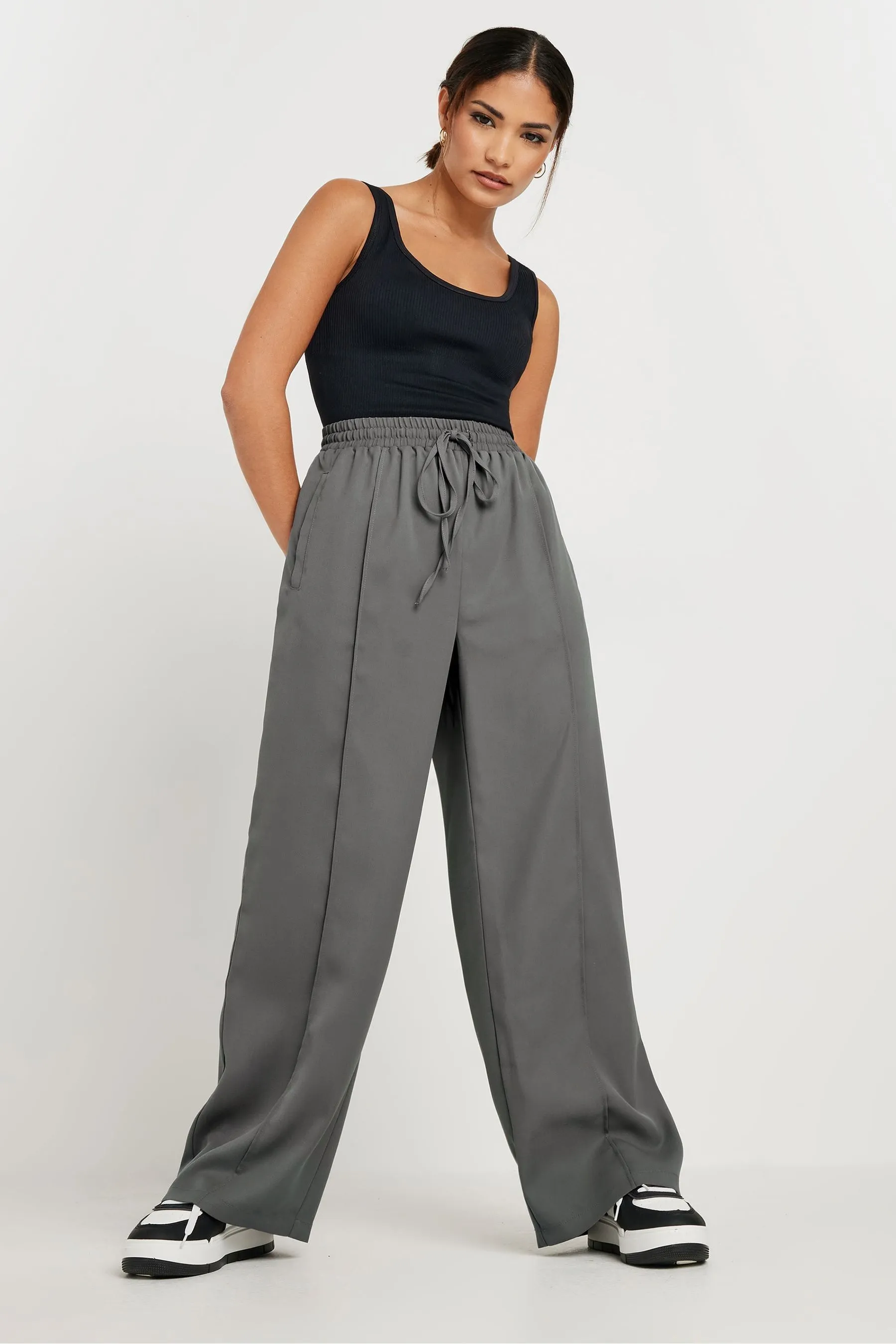 PixieGirl Petite pintuck allacciata in vita - Pantaloni a fondo ampio    