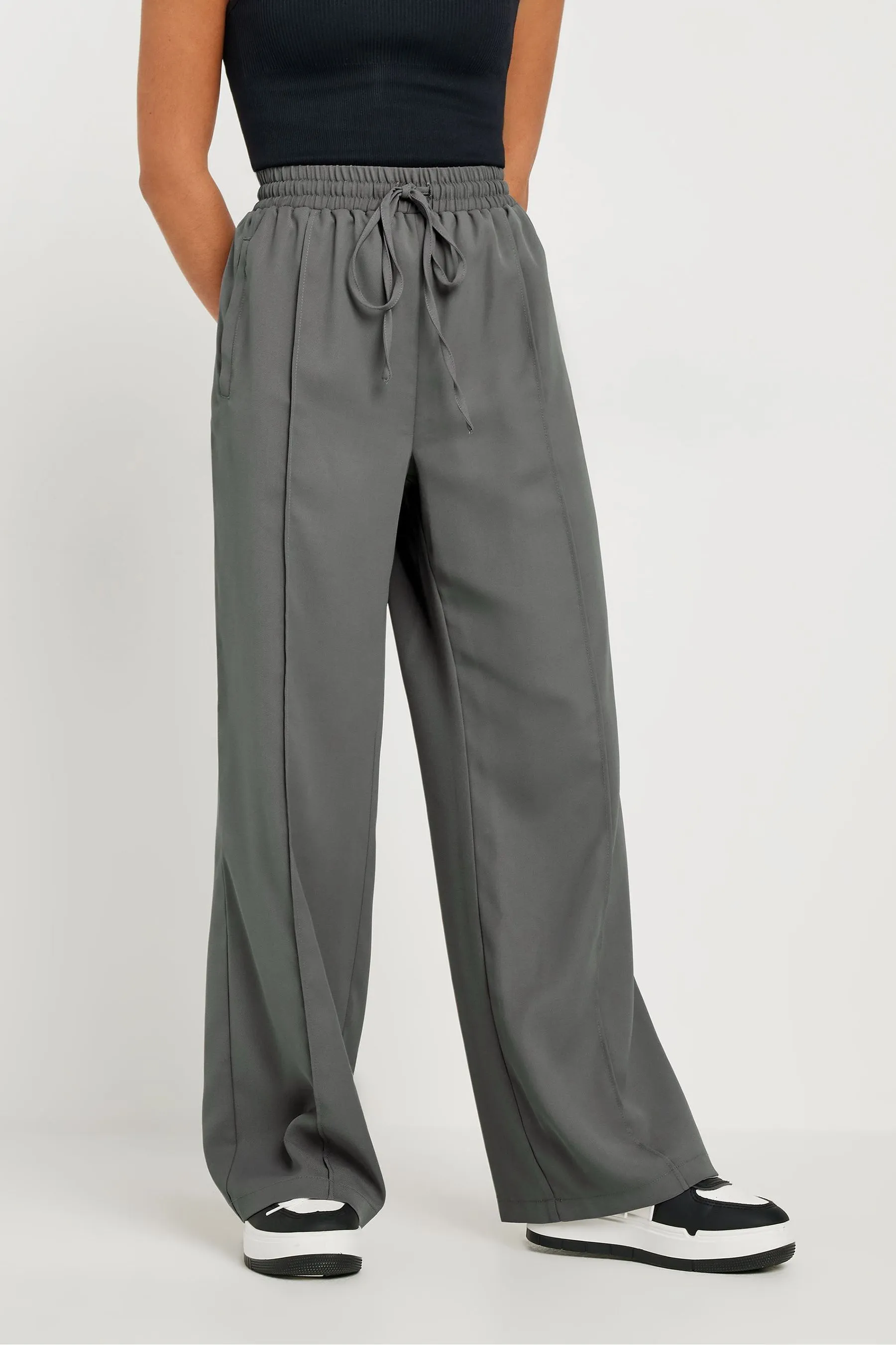 PixieGirl Petite pintuck allacciata in vita - Pantaloni a fondo ampio    