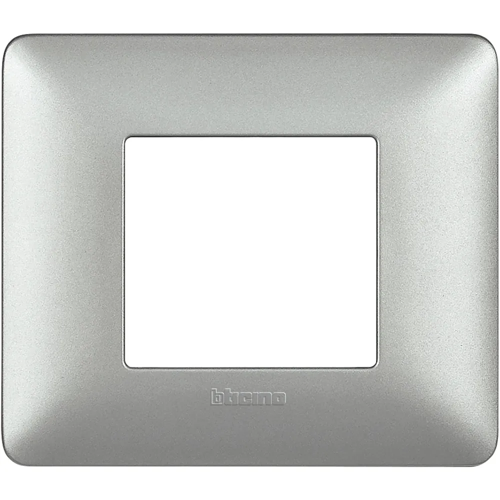 Placca Bticino Matix 2 moduli 96x84 mm argento