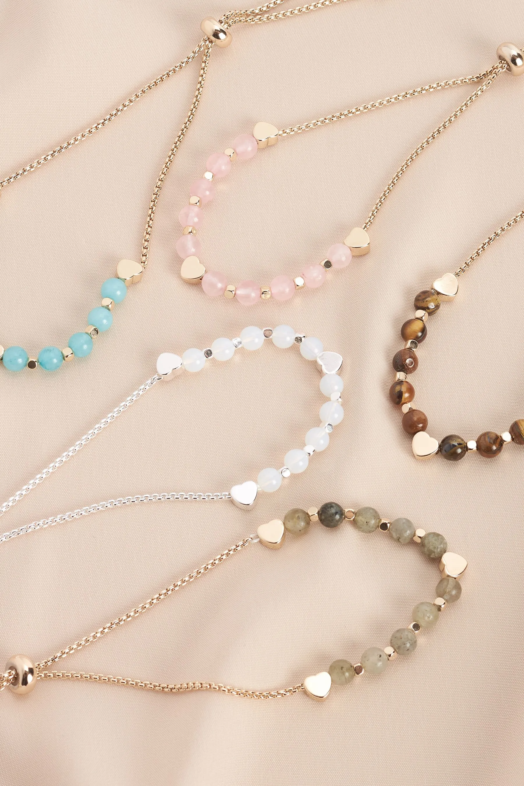 Placcatura oro/argento  - Bracciale elastico in ottone riciclato con Stone semiprezioso