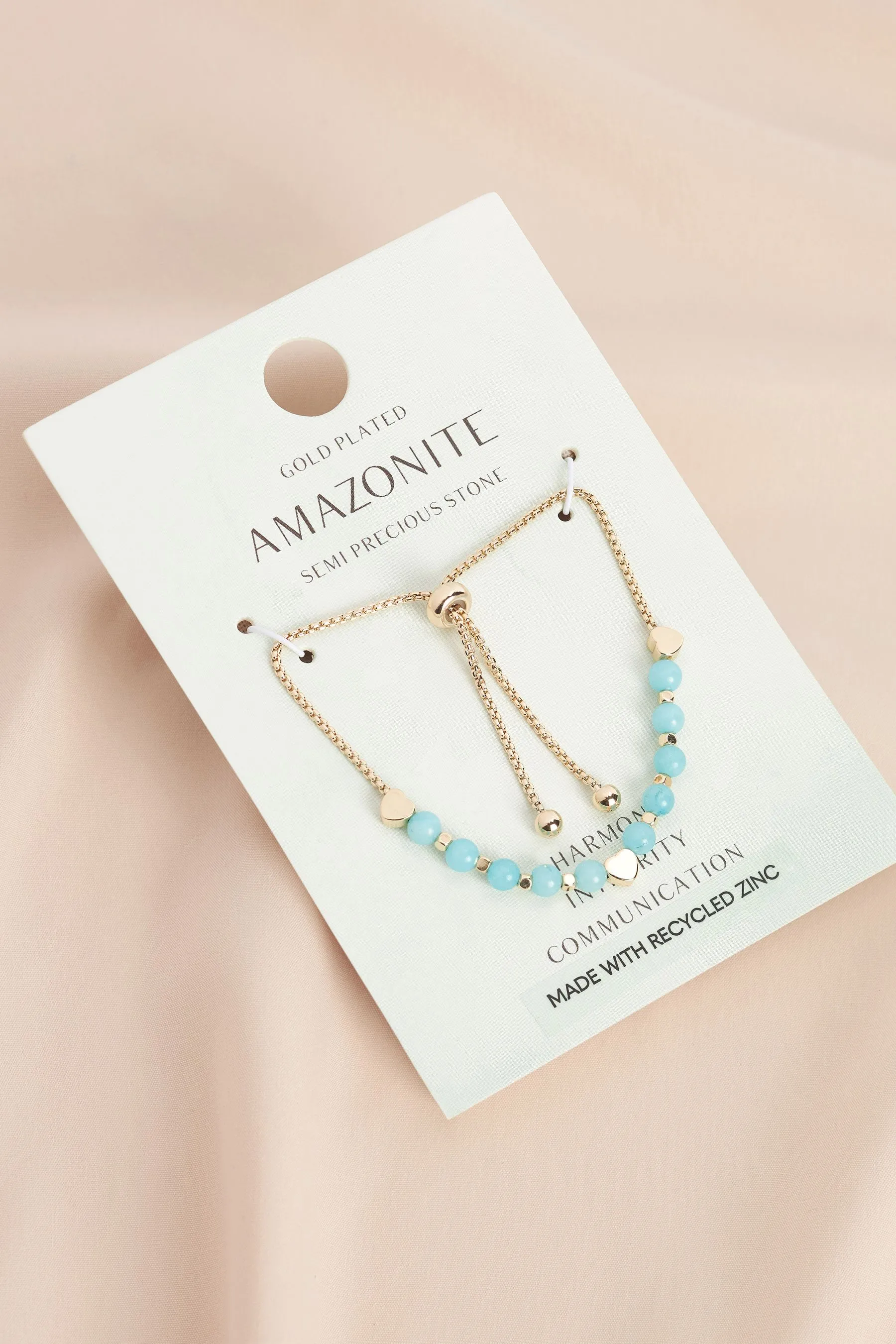 Placcatura oro/argento  - Bracciale elastico in ottone riciclato con Stone semiprezioso