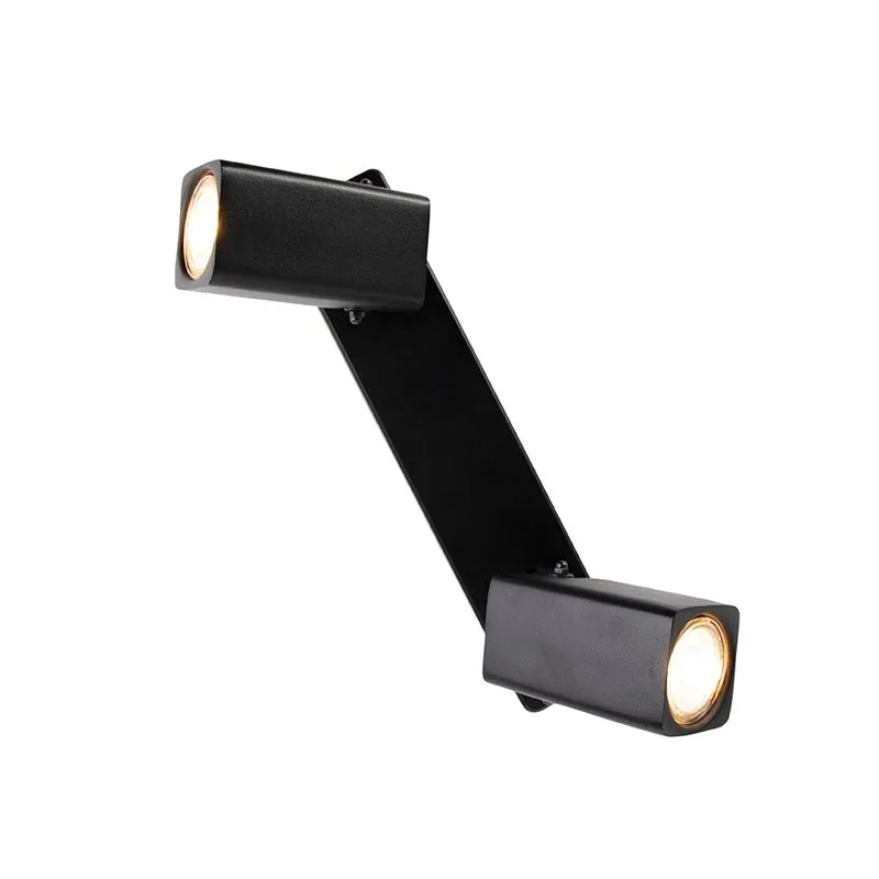 Plafoniera allungata regolabile nera 2 luci WARDEN