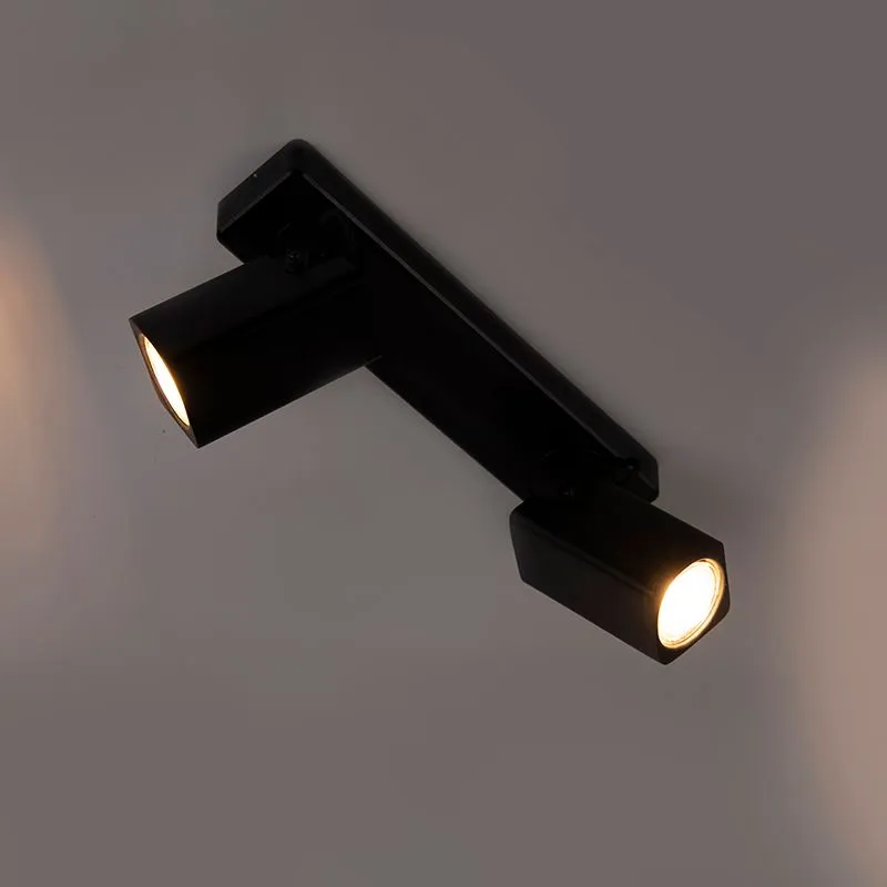 Plafoniera allungata regolabile nera 2 luci WARDEN