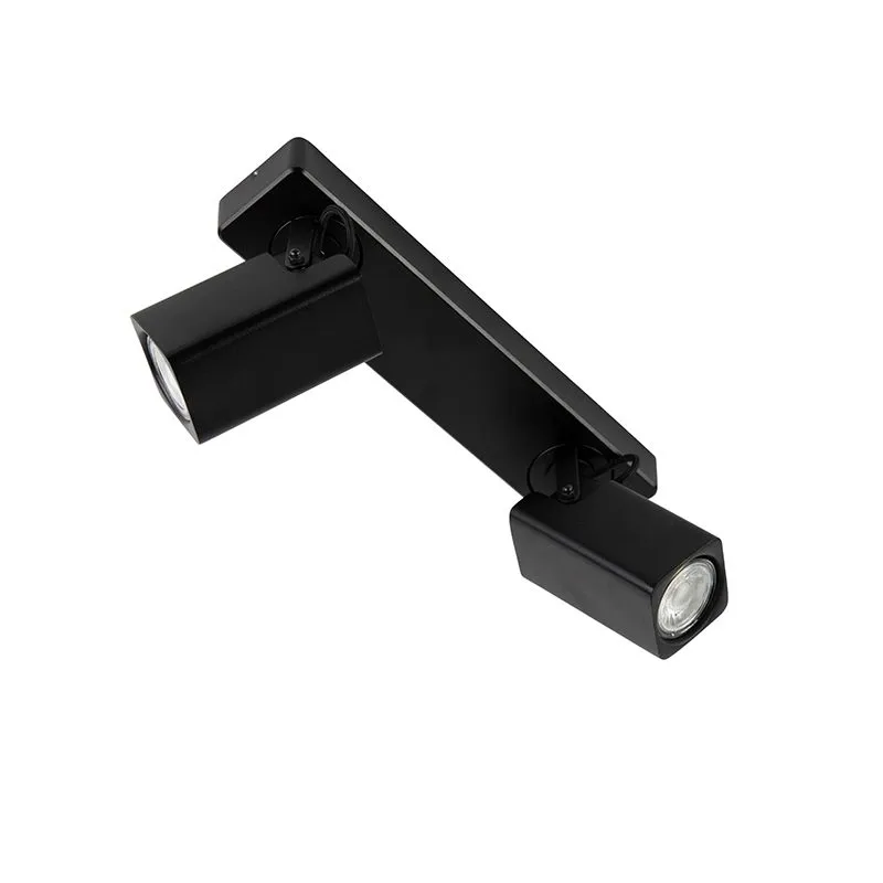 Plafoniera allungata regolabile nera 2 luci WARDEN