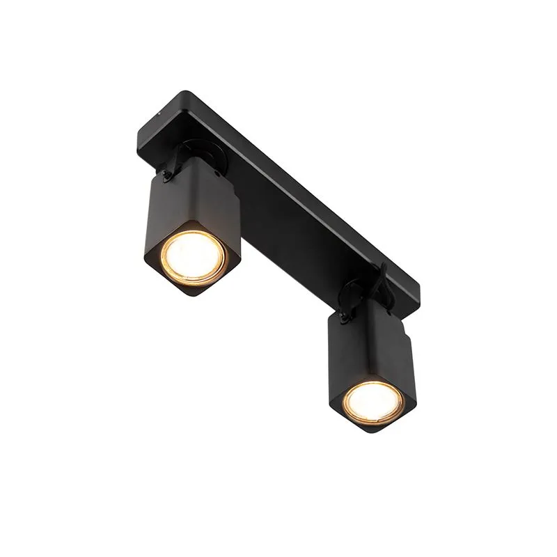 Plafoniera allungata regolabile nera 2 luci WARDEN