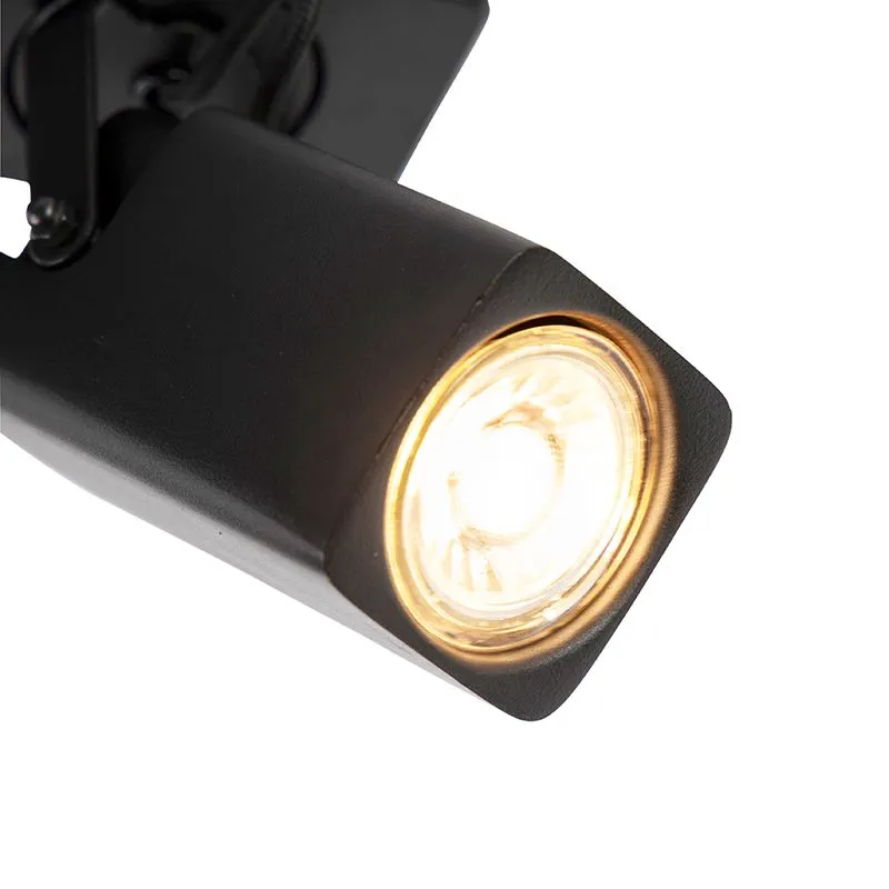 Plafoniera allungata regolabile nera 2 luci WARDEN