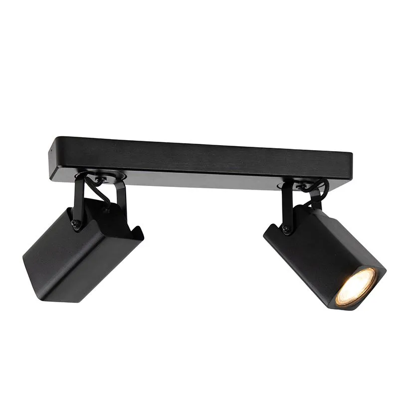 Plafoniera allungata regolabile nera 2 luci WARDEN