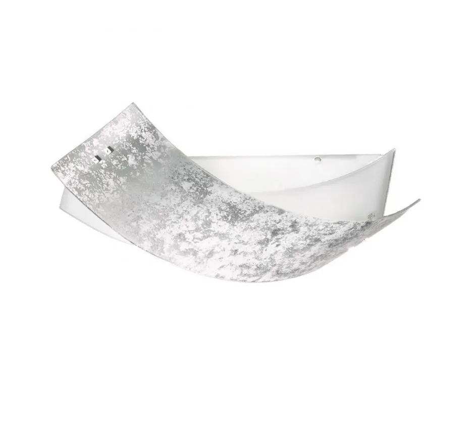 Plafoniera In Vetro Foglia Argento Camilla 39x63 cm Gea Luce