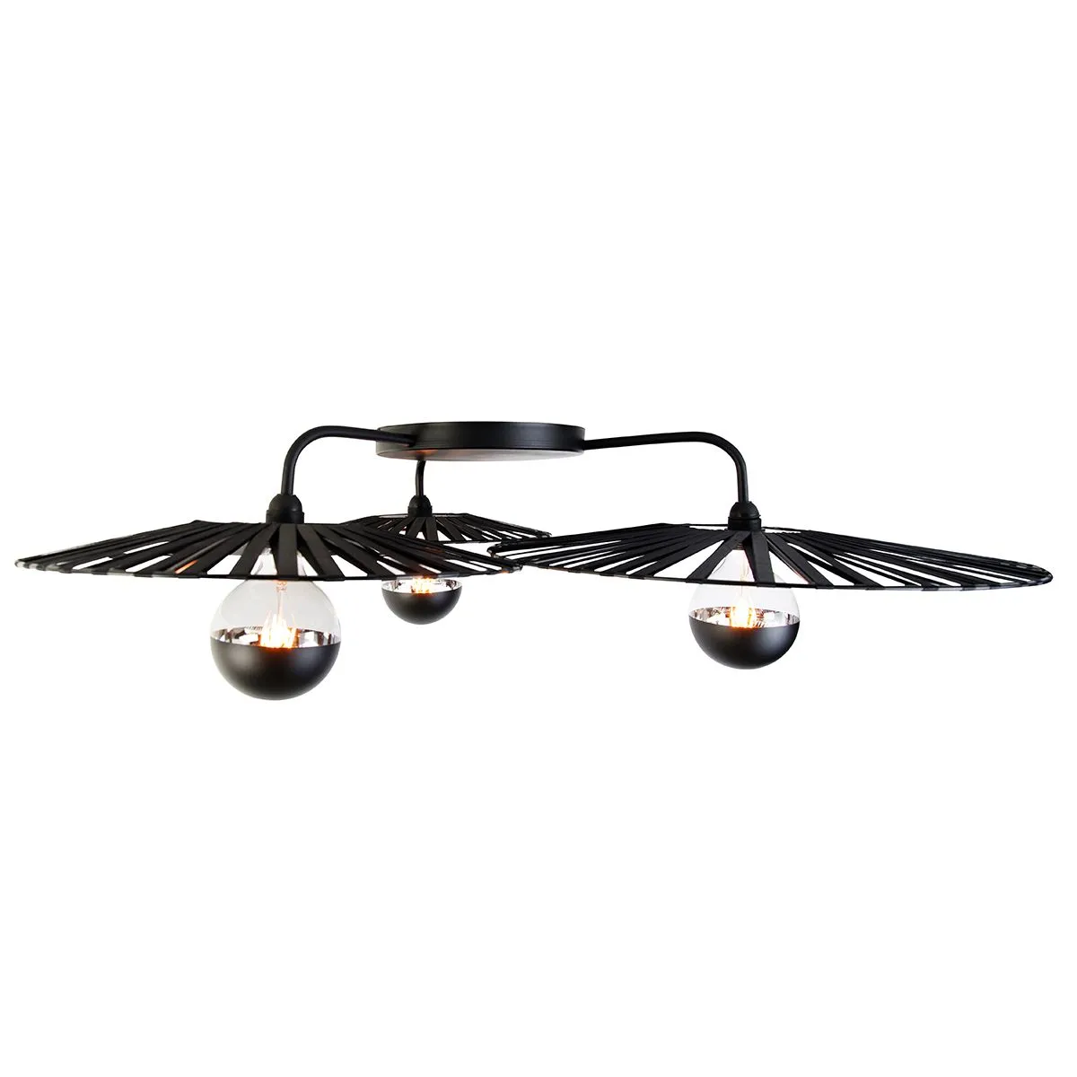Plafoniera nera a 3 luci con specchio superiore G125 nero dimmerabile - Leia