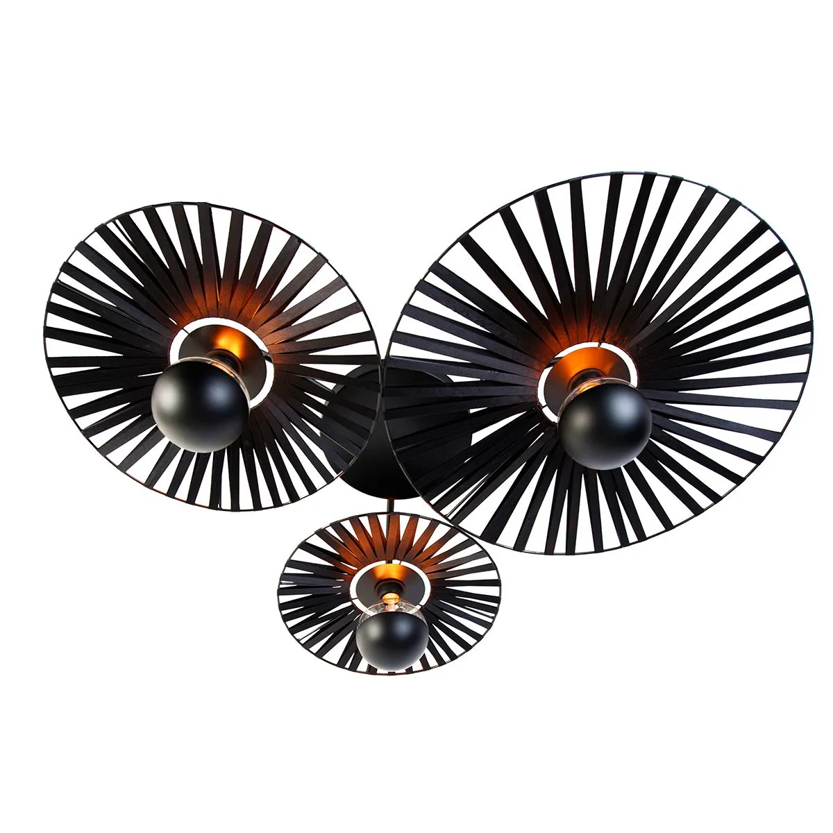 Plafoniera nera a 3 luci con specchio superiore G125 nero dimmerabile - Leia