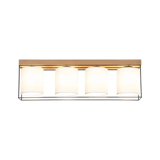 Plafoniera Trapper, nero/bianco/rovere, 4 luci