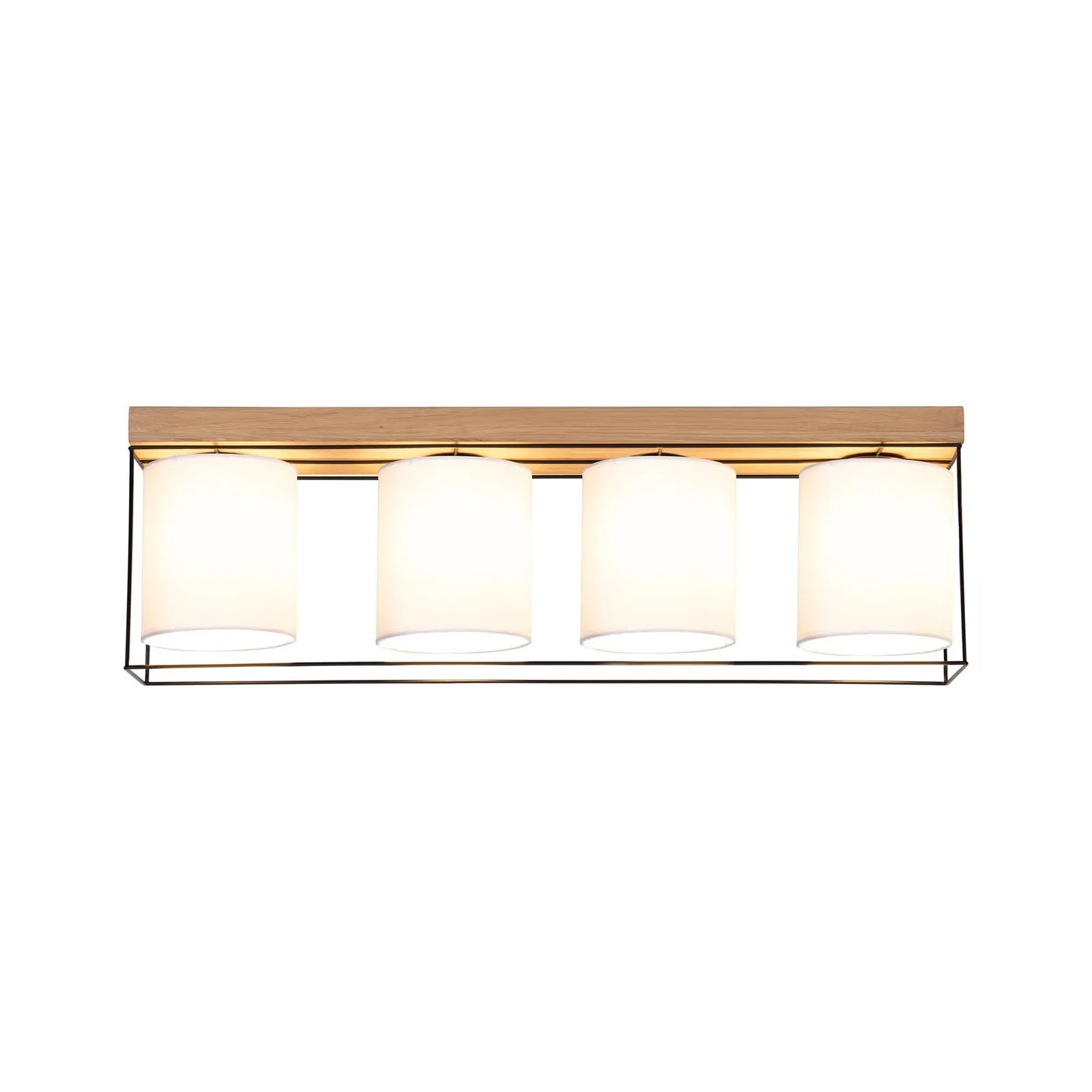 Plafoniera Trapper, nero/bianco/rovere, 4 luci
