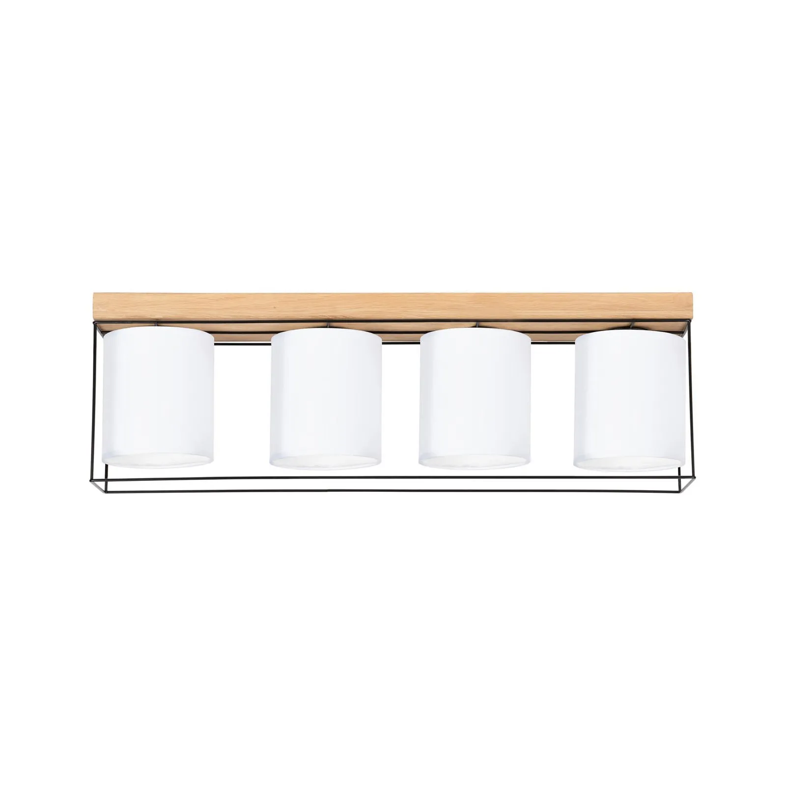 Plafoniera Trapper, nero/bianco/rovere, 4 luci