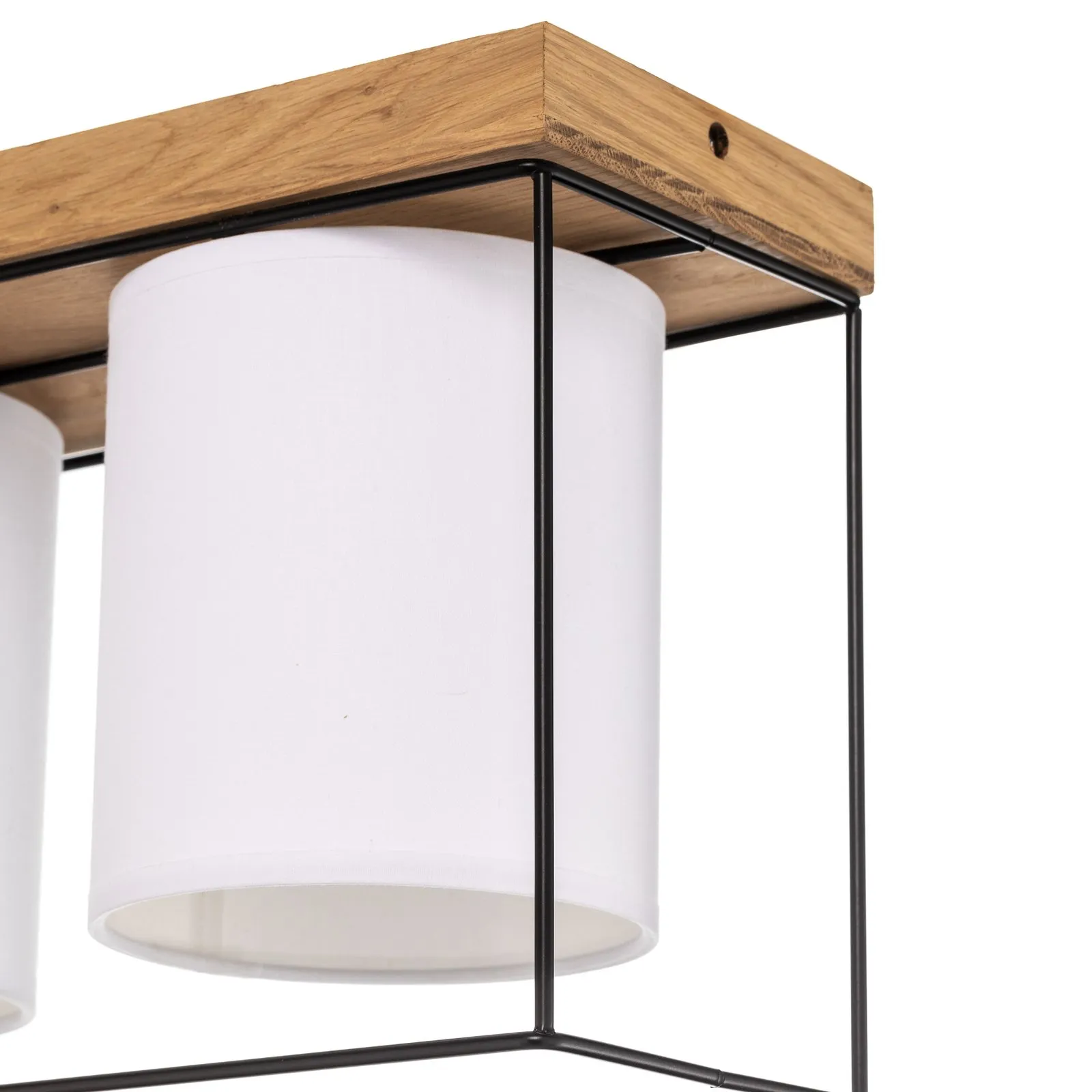 Plafoniera Trapper, nero/bianco/rovere, 4 luci