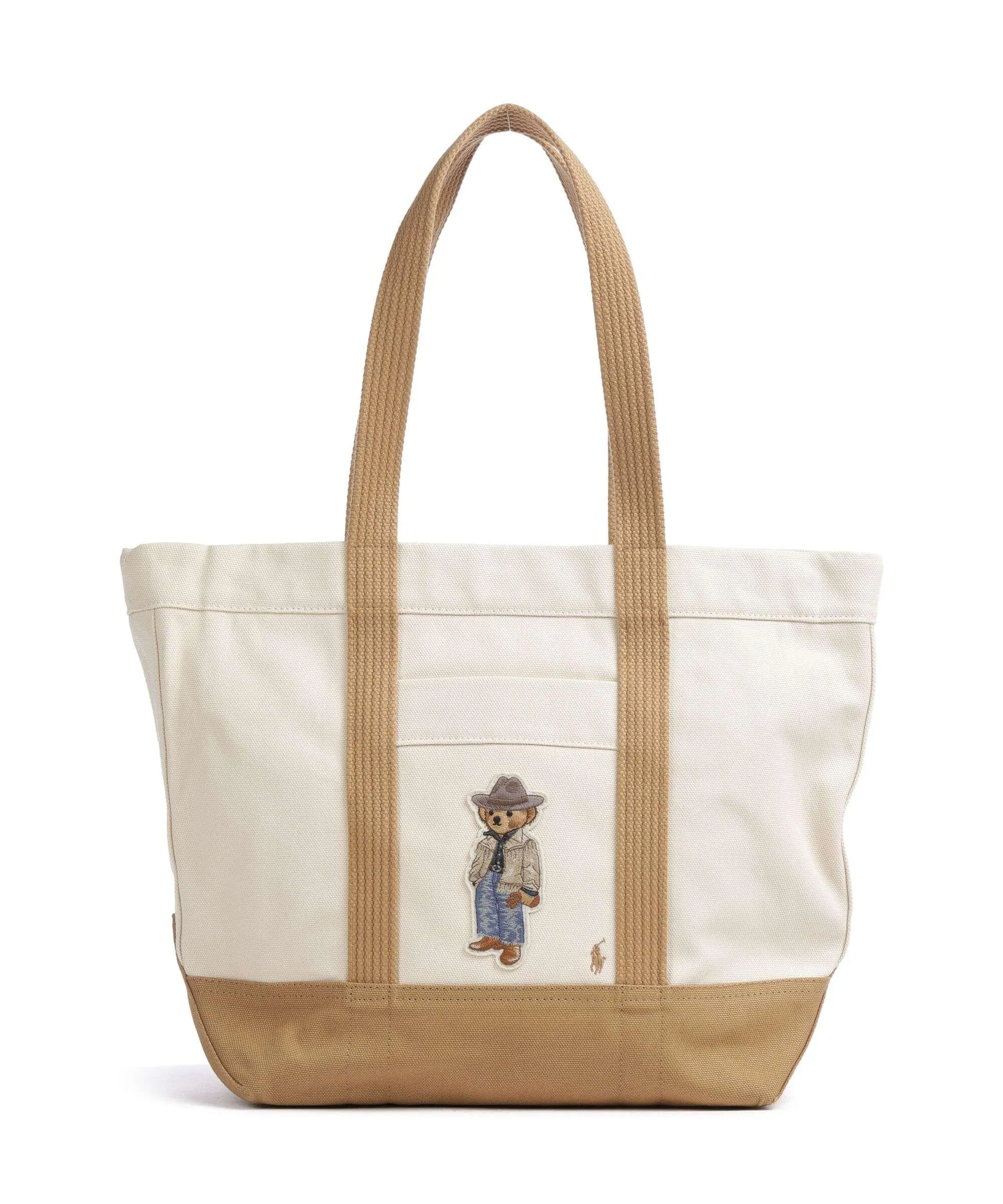  Polo Ralph Lauren Bear Fringe Borsa shopper cotone sabbia  
