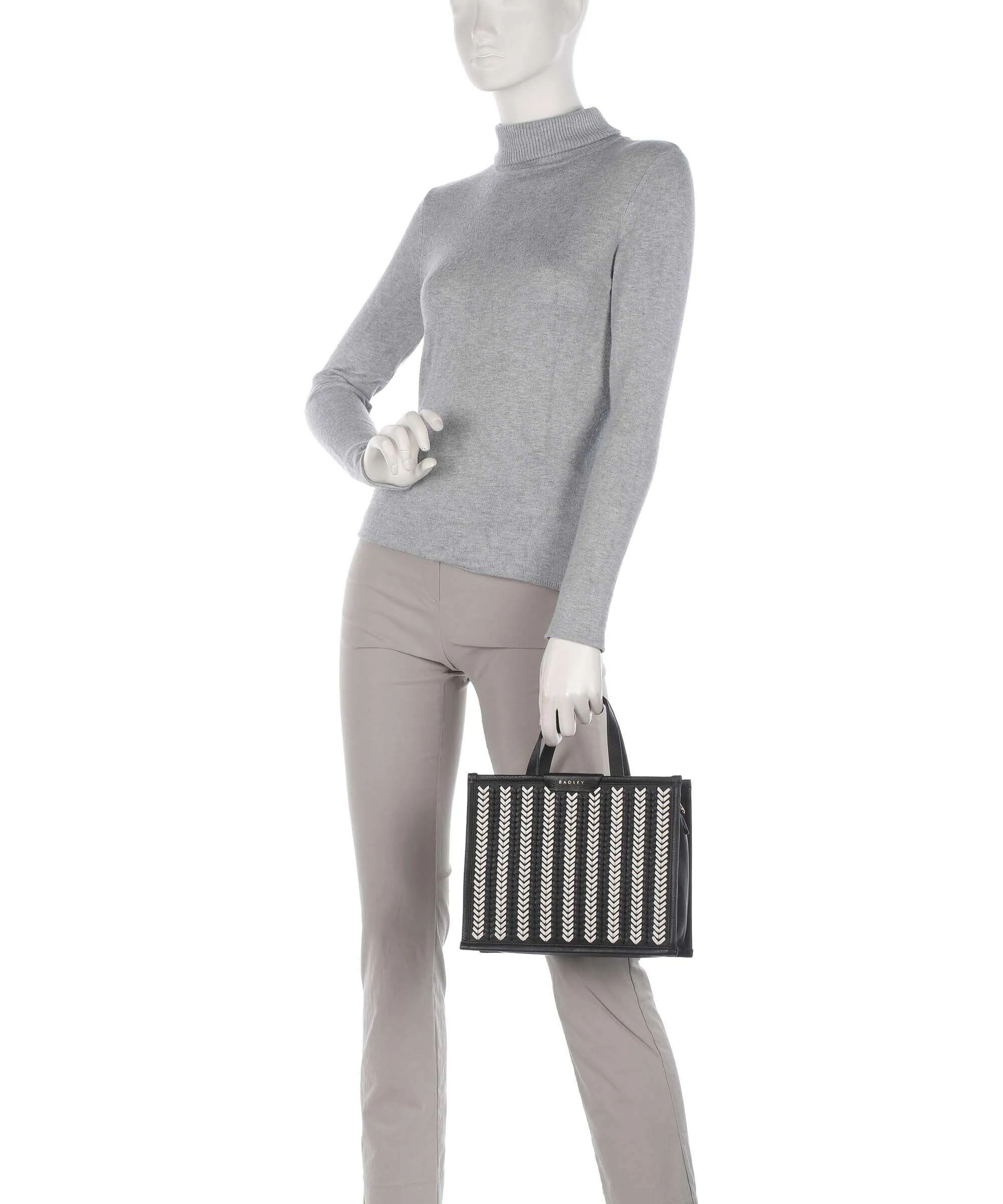  Radley London Audley Drive Borsa a mano pelle di vacchetta finemente grana nero/bianco  