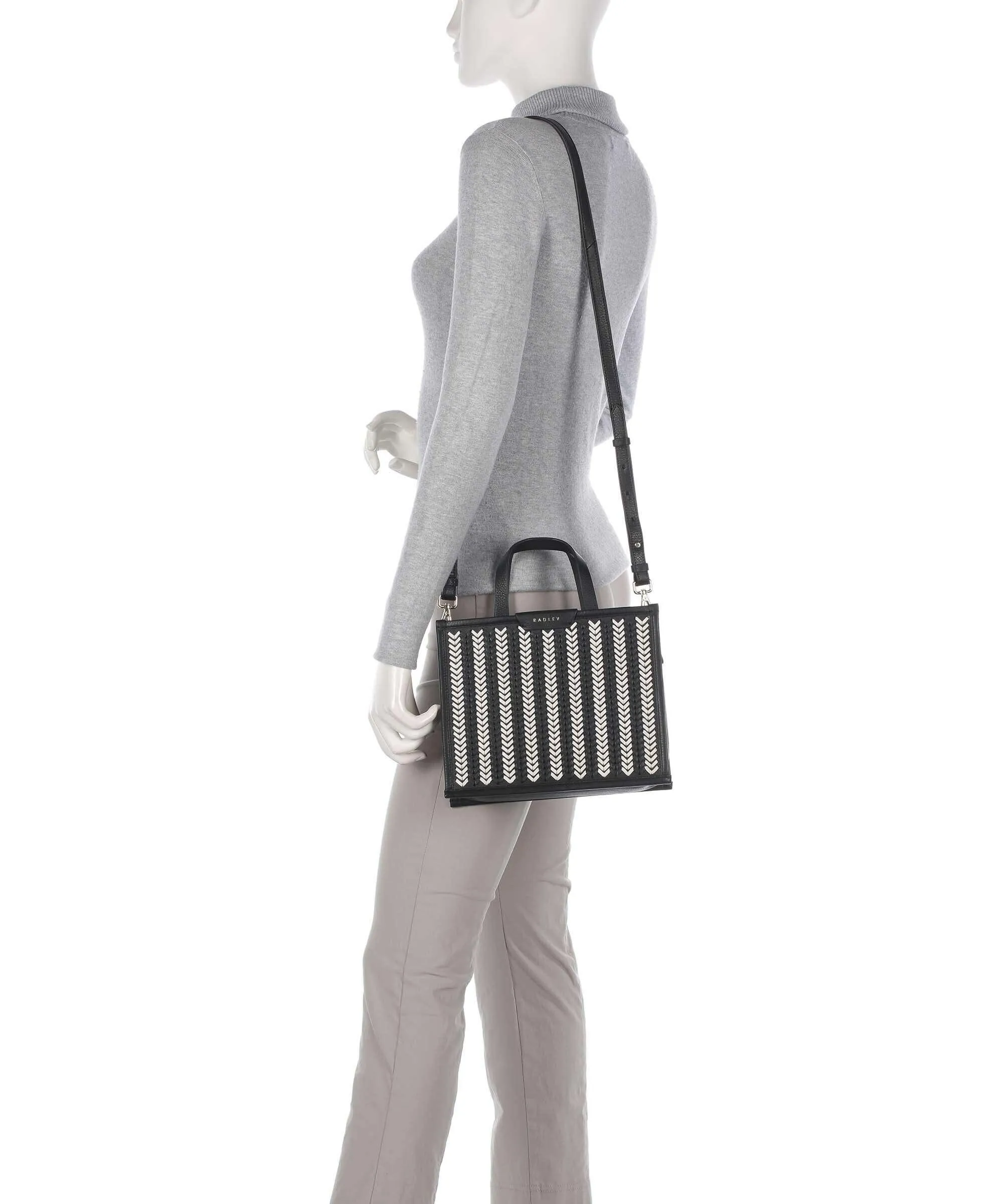  Radley London Audley Drive Borsa a mano pelle di vacchetta finemente grana nero/bianco  