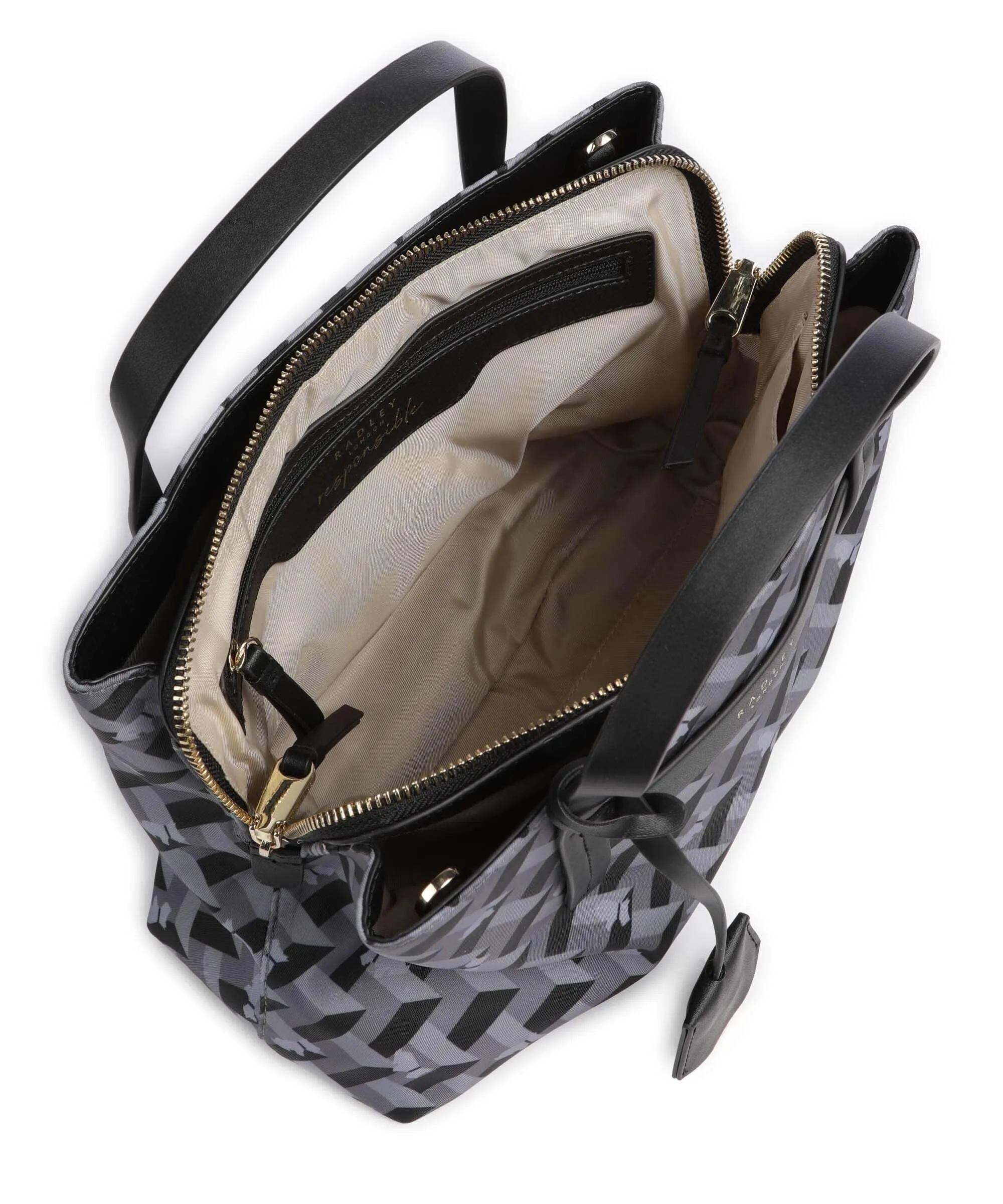  Radley London Finsbury Park Borsa a mano poliestere riciclato, poliestere grigio/nero  
