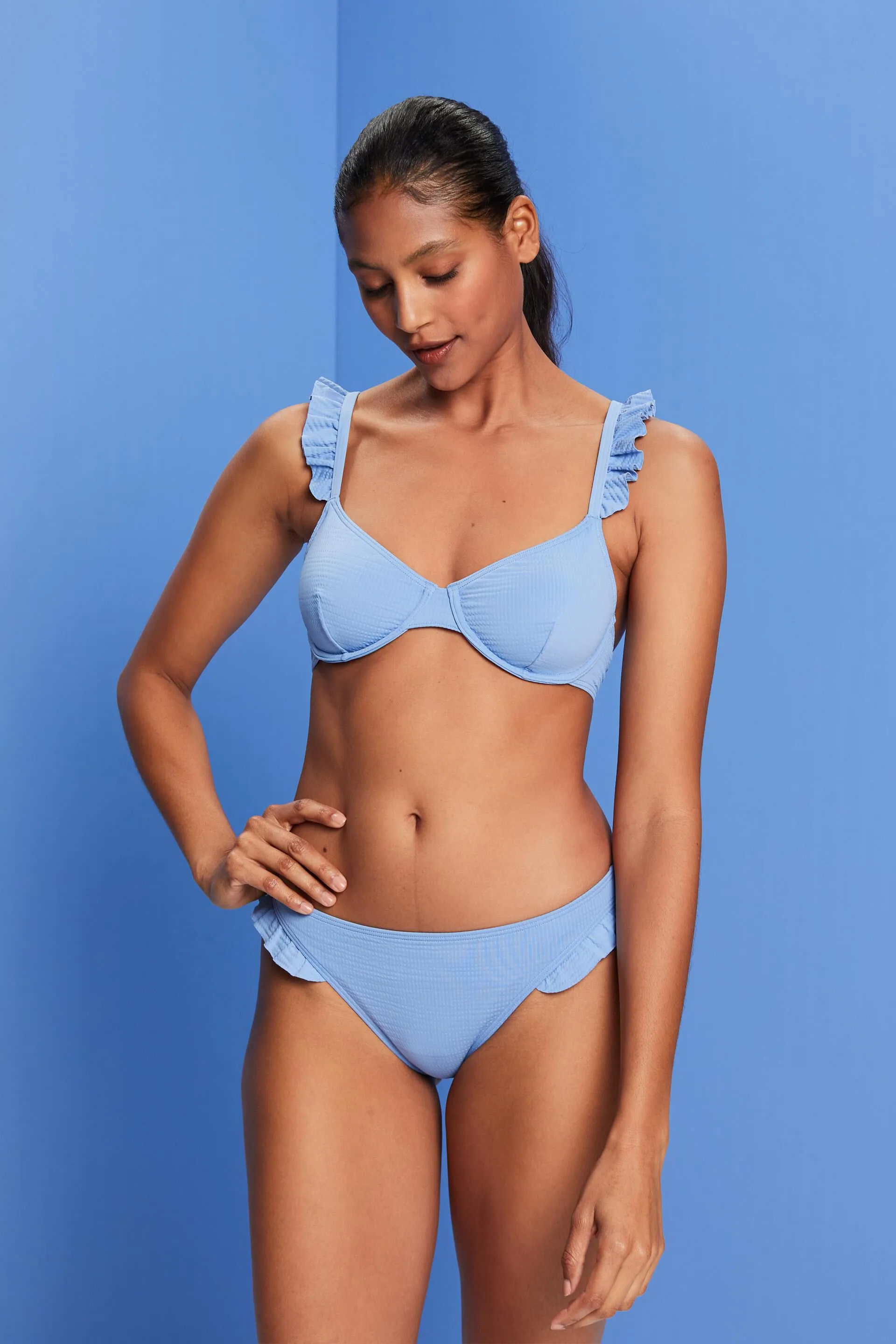 Riciclato: top da bikini con ferretto con arricciature